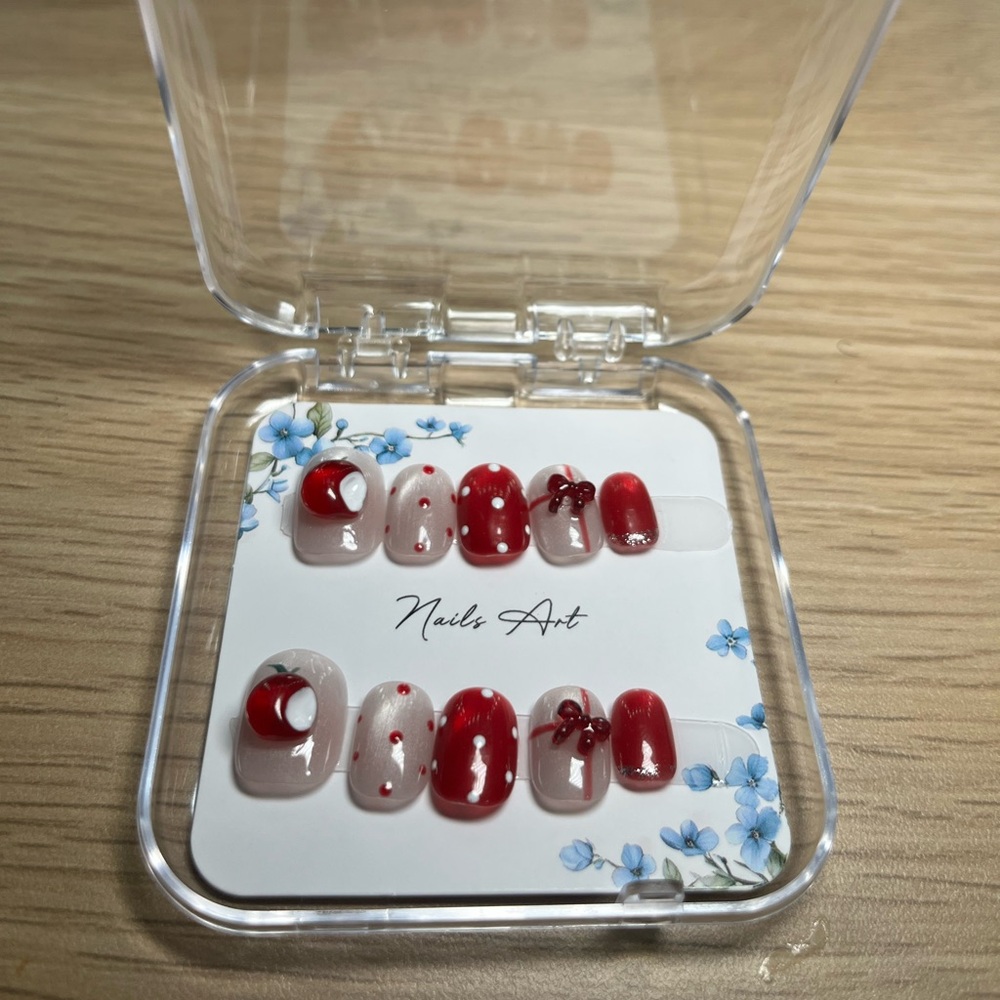 Red and White Nail Art Set